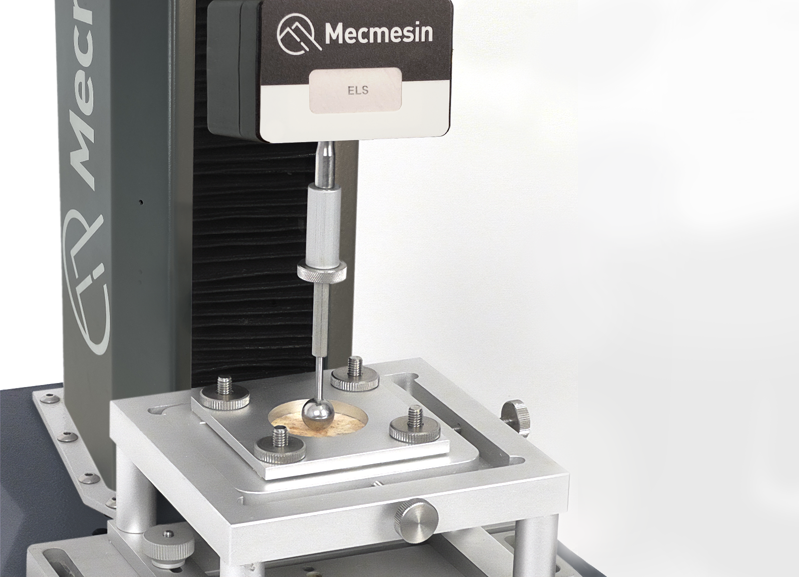 Software-controlled Texture Analyzer fitted with a stainless steel spherical probe to test flour tortilla texture characteristics